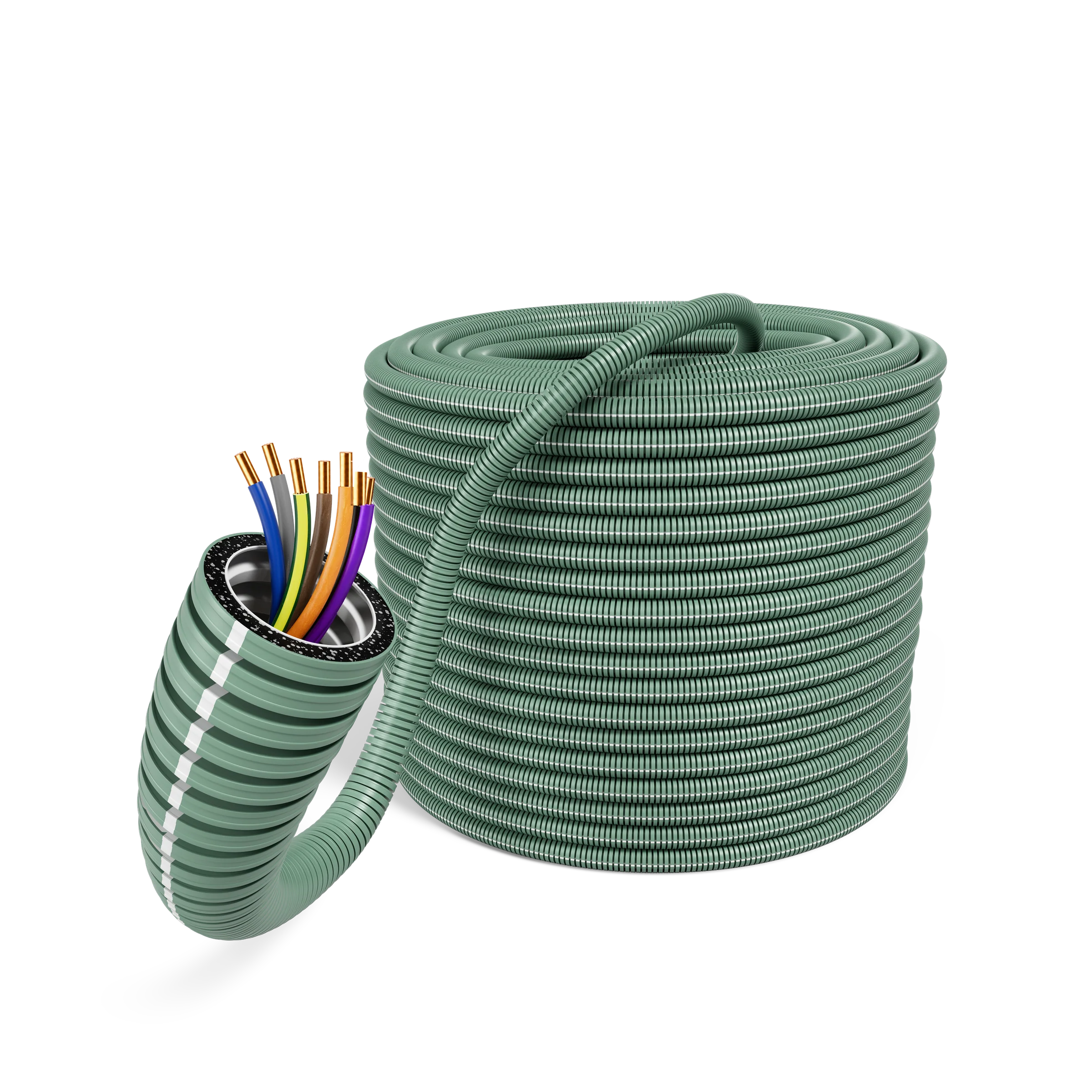 E-Rohr 20/YE 7x1,5mm² rPP R100 (schwarz, blau, gelb/grün, grau, braun, orange, violett)