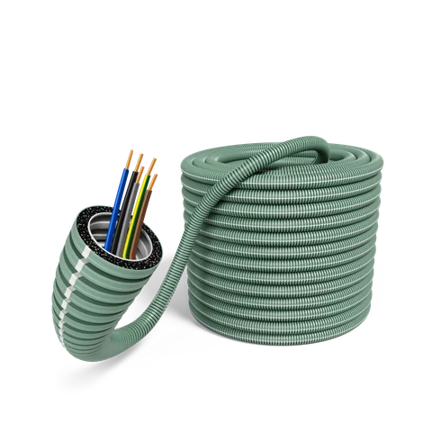 E-Rohr 25/YE 5x2,5mm² rPP R100 (schwarz, blau, gelb/grün, grau, braun) HF