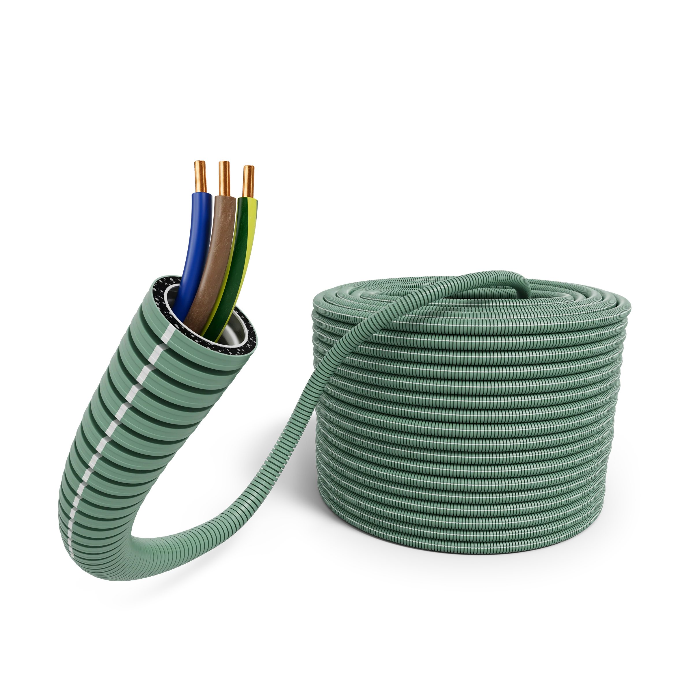 E-Rohr 20/YE 3x1,5mm² rPP R100 (braun, blau, gelb/grün)