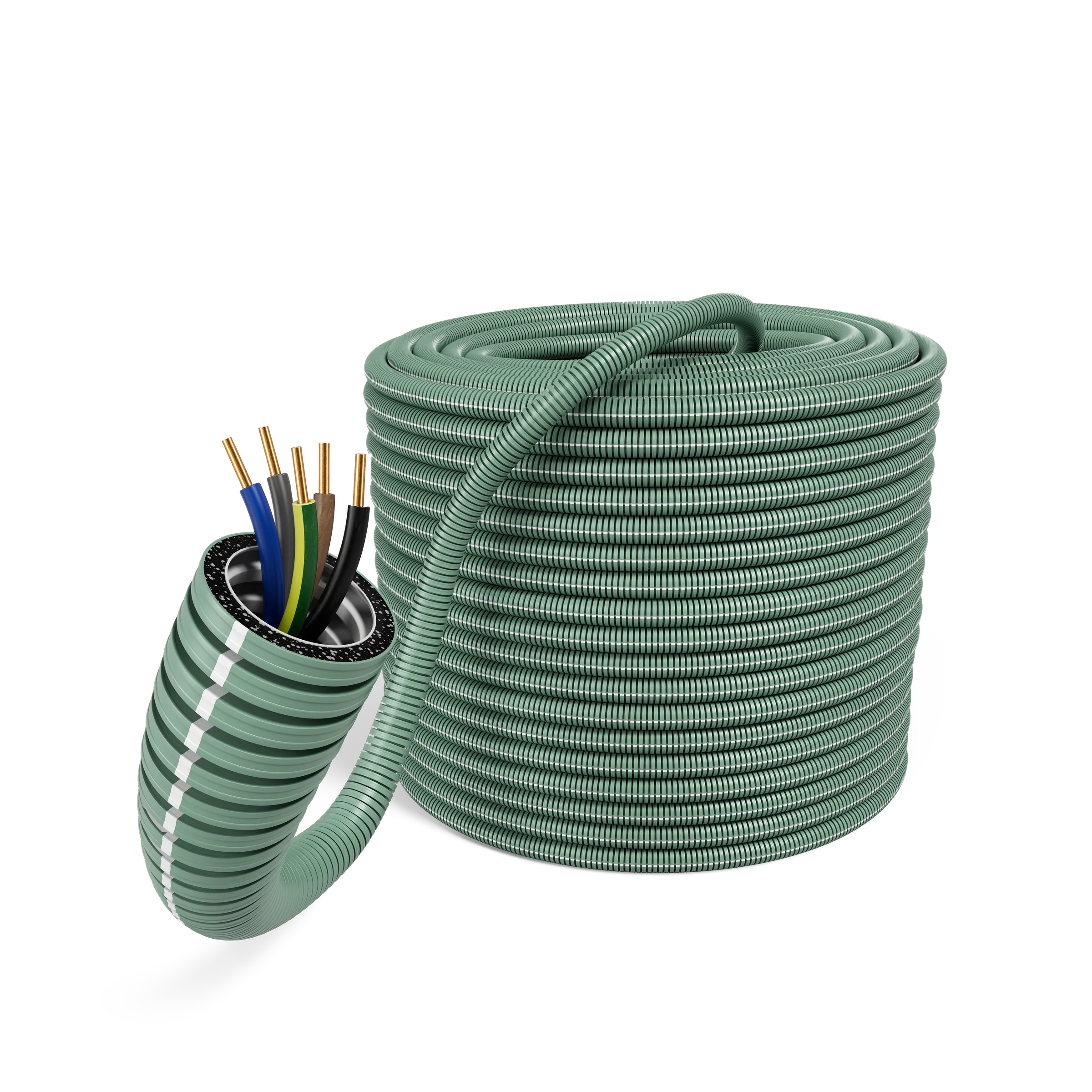 E-Rohr 20/YE 5x1,5mm² rPP R100 (schwarz, blau, gelb/grün, grau, braun) HF